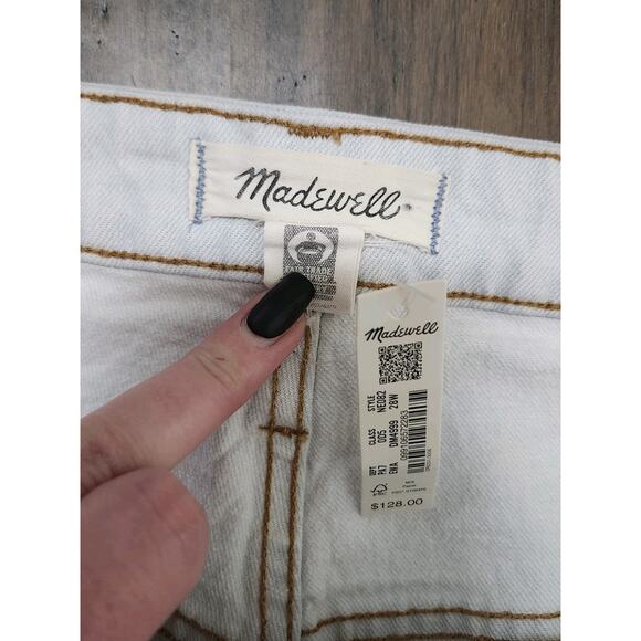 Madewell Perfect Vintage Jeans Plus Size 28W Wide Leg Crop Light Wash White - Picture 2 of 11